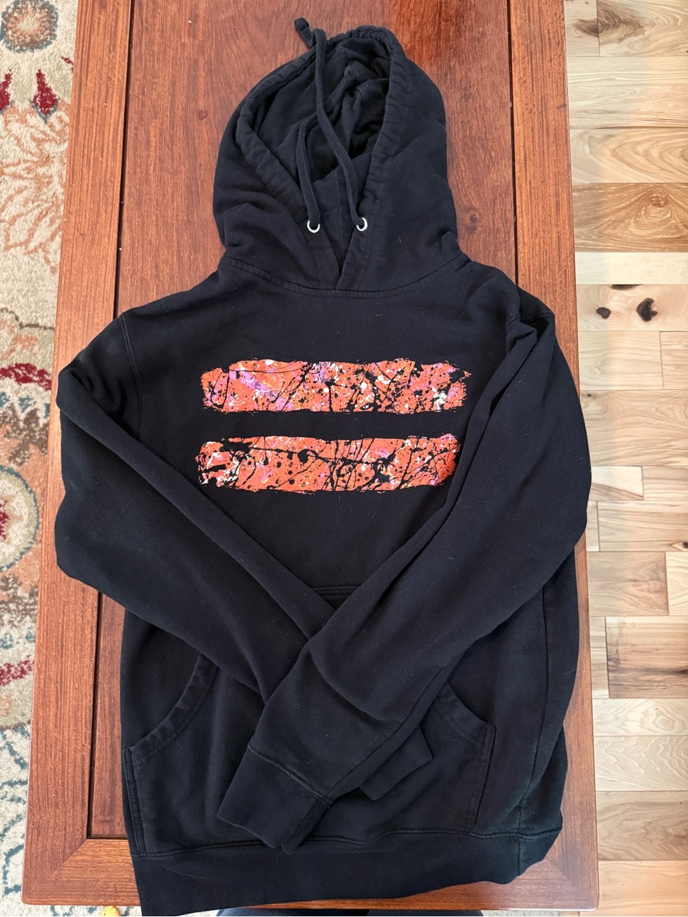 Ed Sheeran Equal tour Black Hoodie with Red Splatter Stripe Graphic